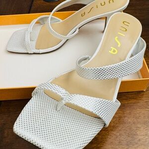 Unisa White Textured Heels